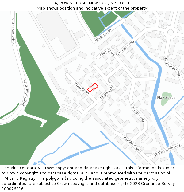 4, POWIS CLOSE, NEWPORT, NP10 8HT: Location map and indicative extent of plot