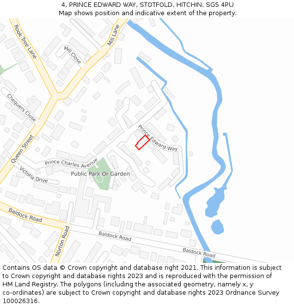 4, PRINCE EDWARD WAY, STOTFOLD, HITCHIN, SG5 4PU: Location map and indicative extent of plot