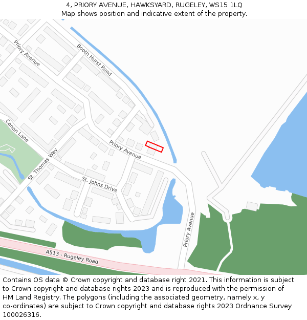 4, PRIORY AVENUE, HAWKSYARD, RUGELEY, WS15 1LQ: Location map and indicative extent of plot