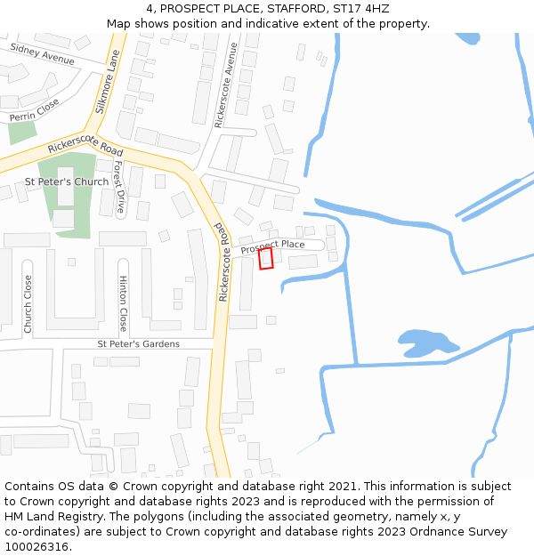 4, PROSPECT PLACE, STAFFORD, ST17 4HZ: Location map and indicative extent of plot