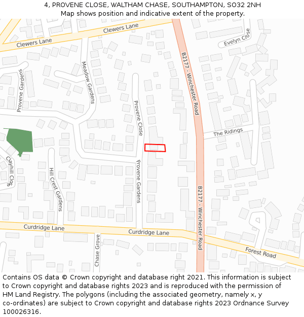 4, PROVENE CLOSE, WALTHAM CHASE, SOUTHAMPTON, SO32 2NH: Location map and indicative extent of plot