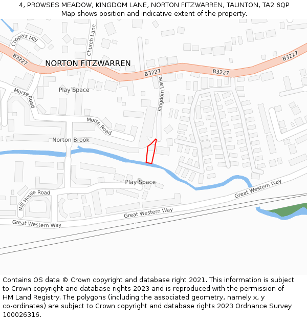4, PROWSES MEADOW, KINGDOM LANE, NORTON FITZWARREN, TAUNTON, TA2 6QP: Location map and indicative extent of plot