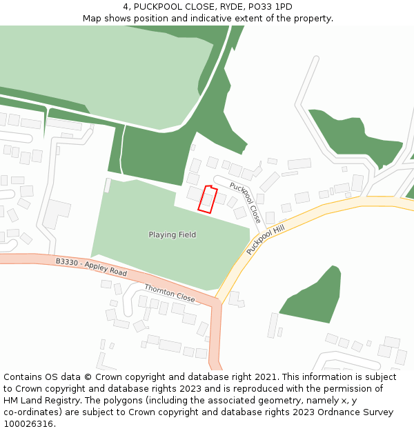 4, PUCKPOOL CLOSE, RYDE, PO33 1PD: Location map and indicative extent of plot