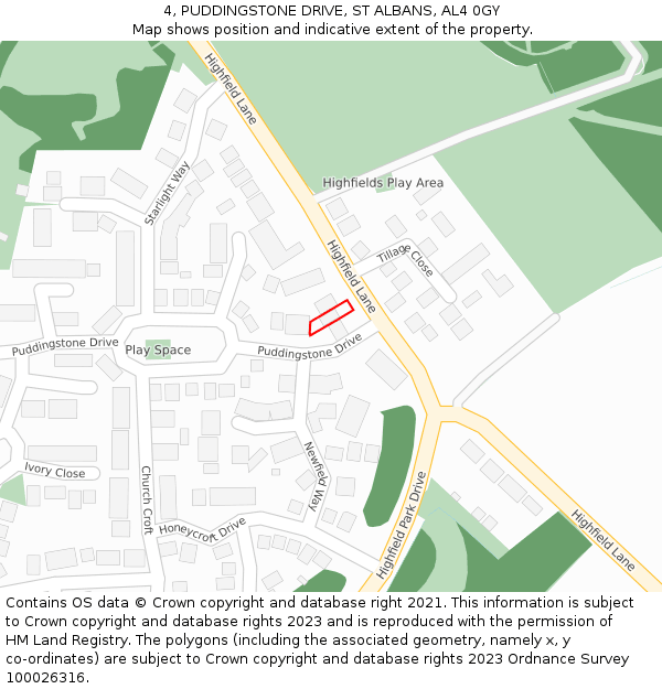 4, PUDDINGSTONE DRIVE, ST ALBANS, AL4 0GY: Location map and indicative extent of plot