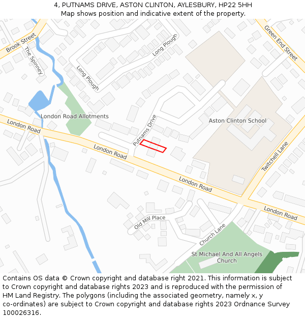 4, PUTNAMS DRIVE, ASTON CLINTON, AYLESBURY, HP22 5HH: Location map and indicative extent of plot