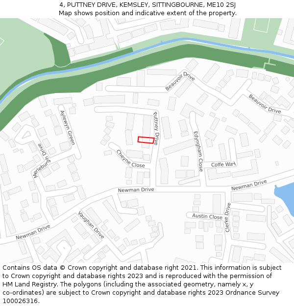 4, PUTTNEY DRIVE, KEMSLEY, SITTINGBOURNE, ME10 2SJ: Location map and indicative extent of plot