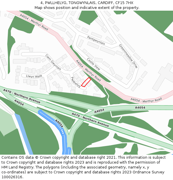 4, PWLLHELYG, TONGWYNLAIS, CARDIFF, CF15 7HX: Location map and indicative extent of plot