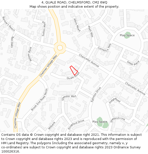 4, QUALE ROAD, CHELMSFORD, CM2 6WQ: Location map and indicative extent of plot