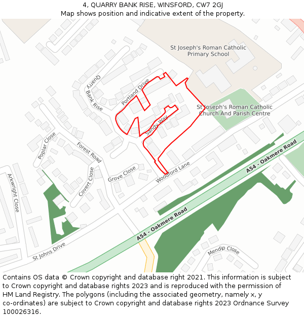 4, QUARRY BANK RISE, WINSFORD, CW7 2GJ: Location map and indicative extent of plot
