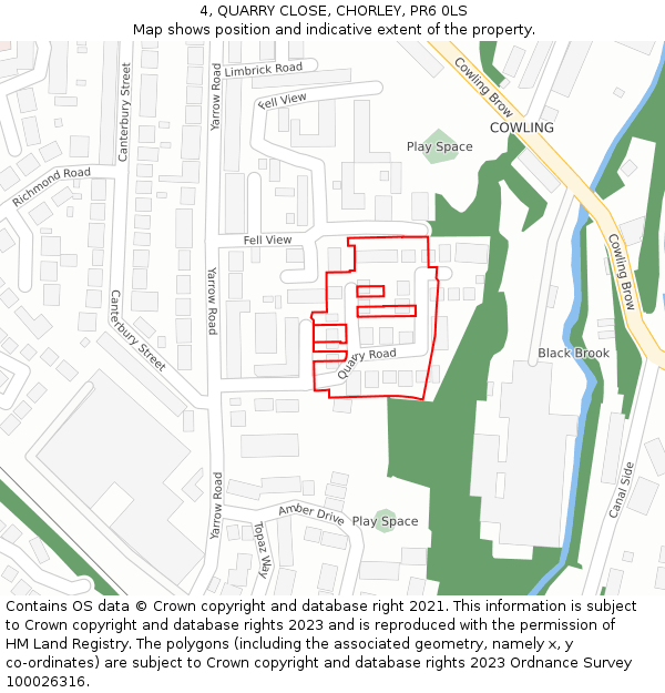 4, QUARRY CLOSE, CHORLEY, PR6 0LS: Location map and indicative extent of plot