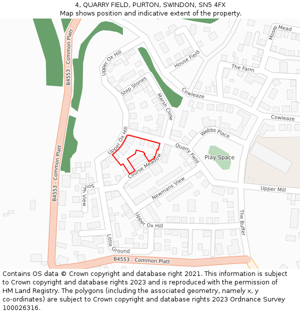 4, QUARRY FIELD, PURTON, SWINDON, SN5 4FX: Location map and indicative extent of plot