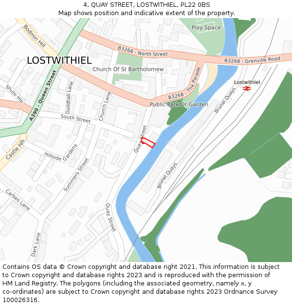 4, QUAY STREET, LOSTWITHIEL, PL22 0BS: Location map and indicative extent of plot