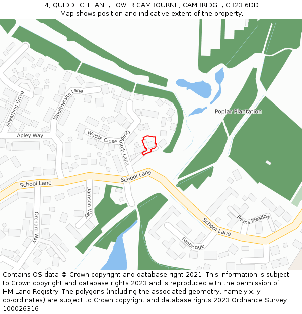 4, QUIDDITCH LANE, LOWER CAMBOURNE, CAMBRIDGE, CB23 6DD: Location map and indicative extent of plot