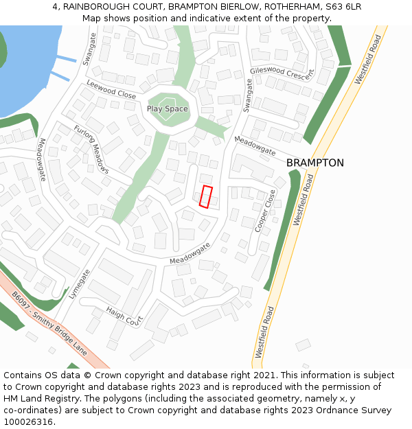 4, RAINBOROUGH COURT, BRAMPTON BIERLOW, ROTHERHAM, S63 6LR: Location map and indicative extent of plot