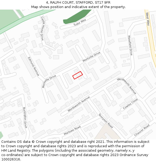 4, RALPH COURT, STAFFORD, ST17 9FR: Location map and indicative extent of plot