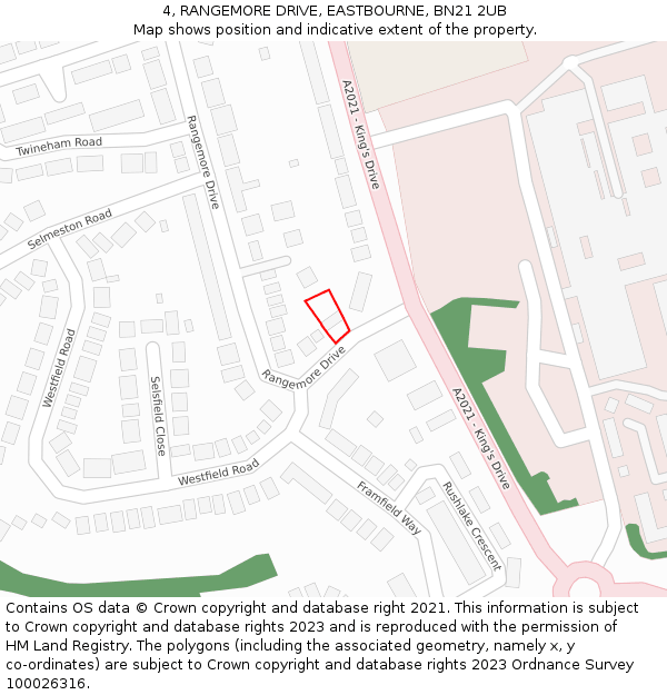 4, RANGEMORE DRIVE, EASTBOURNE, BN21 2UB: Location map and indicative extent of plot