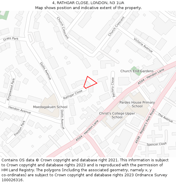 4, RATHGAR CLOSE, LONDON, N3 1UA: Location map and indicative extent of plot
