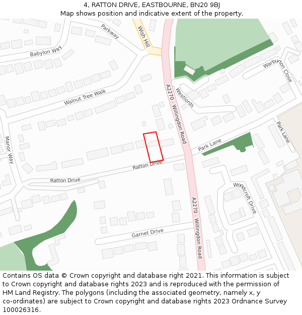 4, RATTON DRIVE, EASTBOURNE, BN20 9BJ: Location map and indicative extent of plot