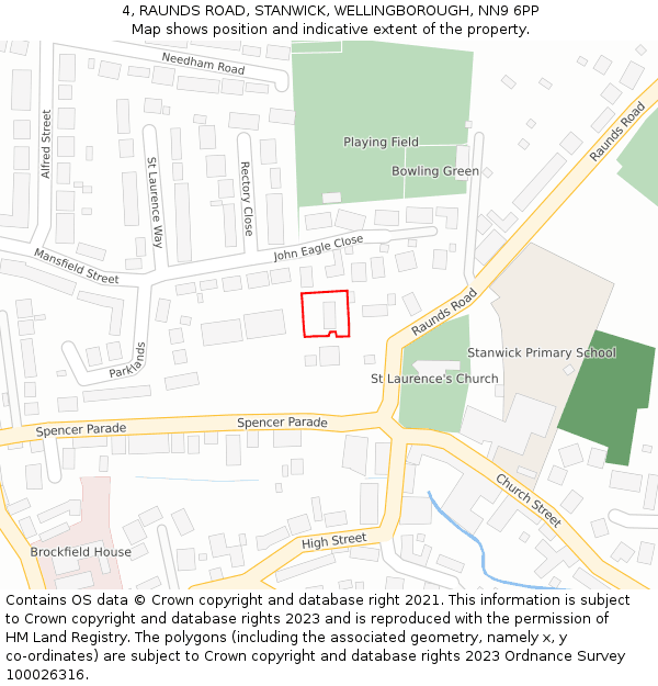 4, RAUNDS ROAD, STANWICK, WELLINGBOROUGH, NN9 6PP: Location map and indicative extent of plot