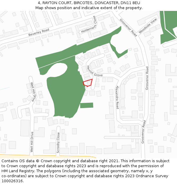 4, RAYTON COURT, BIRCOTES, DONCASTER, DN11 8EU: Location map and indicative extent of plot