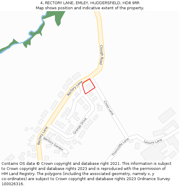 4, RECTORY LANE, EMLEY, HUDDERSFIELD, HD8 9RR: Location map and indicative extent of plot