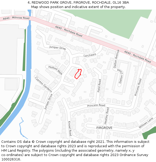 4, REDWOOD PARK GROVE, FIRGROVE, ROCHDALE, OL16 3BA: Location map and indicative extent of plot