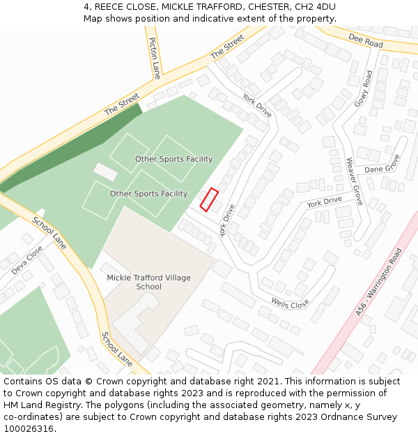 4, REECE CLOSE, MICKLE TRAFFORD, CHESTER, CH2 4DU: Location map and indicative extent of plot