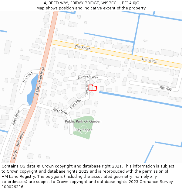 4, REED WAY, FRIDAY BRIDGE, WISBECH, PE14 0JG: Location map and indicative extent of plot