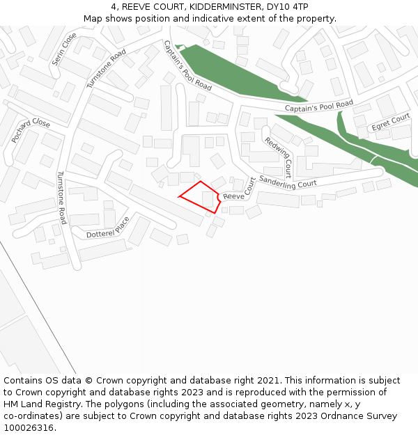 4, REEVE COURT, KIDDERMINSTER, DY10 4TP: Location map and indicative extent of plot