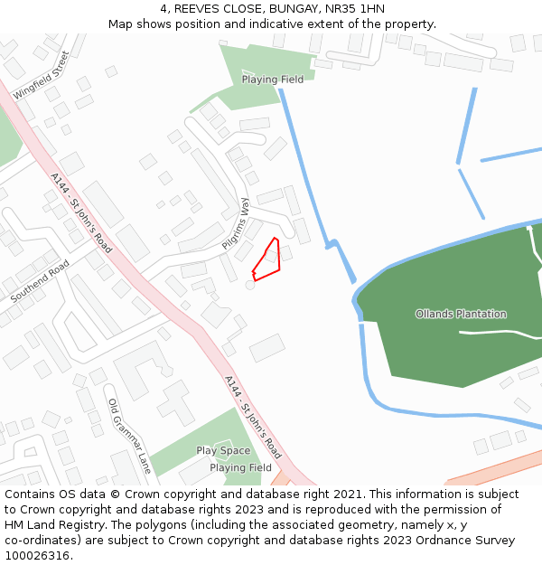 4, REEVES CLOSE, BUNGAY, NR35 1HN: Location map and indicative extent of plot