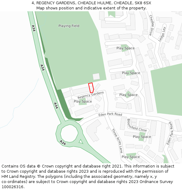 4, REGENCY GARDENS, CHEADLE HULME, CHEADLE, SK8 6SX: Location map and indicative extent of plot