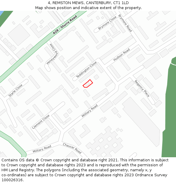 4, REMSTON MEWS, CANTERBURY, CT1 1LD: Location map and indicative extent of plot