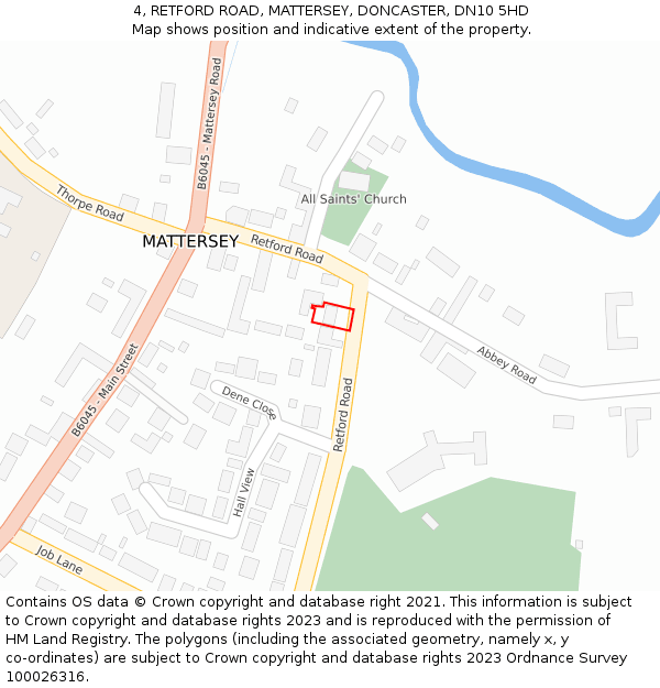 4, RETFORD ROAD, MATTERSEY, DONCASTER, DN10 5HD: Location map and indicative extent of plot