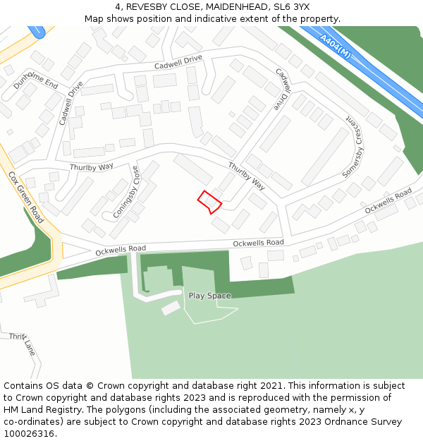 4, REVESBY CLOSE, MAIDENHEAD, SL6 3YX: Location map and indicative extent of plot