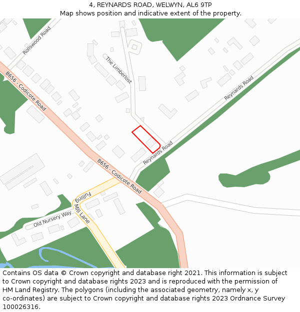 4, REYNARDS ROAD, WELWYN, AL6 9TP: Location map and indicative extent of plot