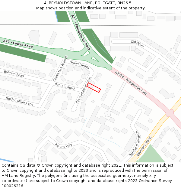 4, REYNOLDSTOWN LANE, POLEGATE, BN26 5HH: Location map and indicative extent of plot