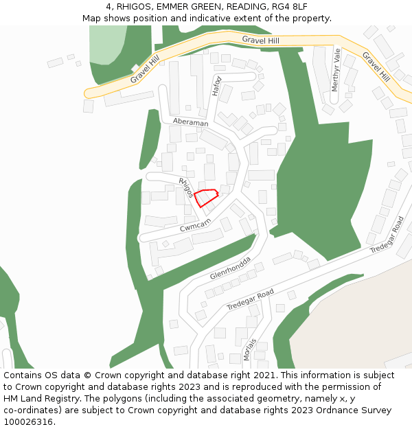 4, RHIGOS, EMMER GREEN, READING, RG4 8LF: Location map and indicative extent of plot