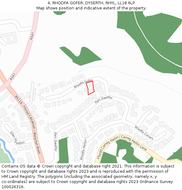 4, RHODFA GOFER, DYSERTH, RHYL, LL18 6LP: Location map and indicative extent of plot