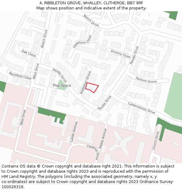 4, RIBBLETON GROVE, WHALLEY, CLITHEROE, BB7 9RF: Location map and indicative extent of plot