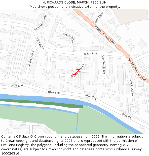 4, RICHARDS CLOSE, MARCH, PE15 8UH: Location map and indicative extent of plot