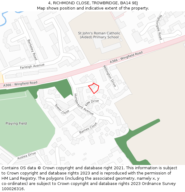 4, RICHMOND CLOSE, TROWBRIDGE, BA14 9EJ: Location map and indicative extent of plot