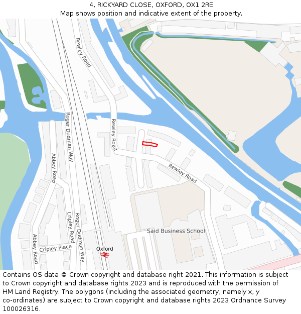 4, RICKYARD CLOSE, OXFORD, OX1 2RE: Location map and indicative extent of plot