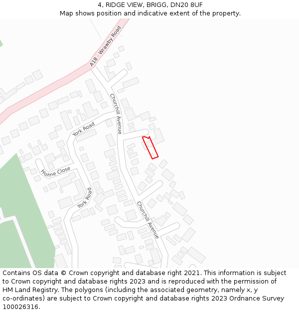 4, RIDGE VIEW, BRIGG, DN20 8UF: Location map and indicative extent of plot