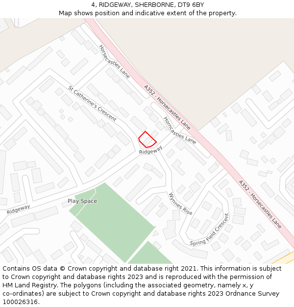 4, RIDGEWAY, SHERBORNE, DT9 6BY: Location map and indicative extent of plot