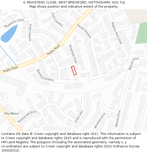 4, RINGSTEAD CLOSE, WEST BRIDGFORD, NOTTINGHAM, NG2 7UJ: Location map and indicative extent of plot