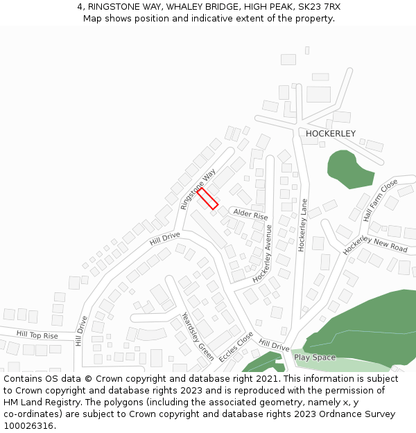 4, RINGSTONE WAY, WHALEY BRIDGE, HIGH PEAK, SK23 7RX: Location map and indicative extent of plot