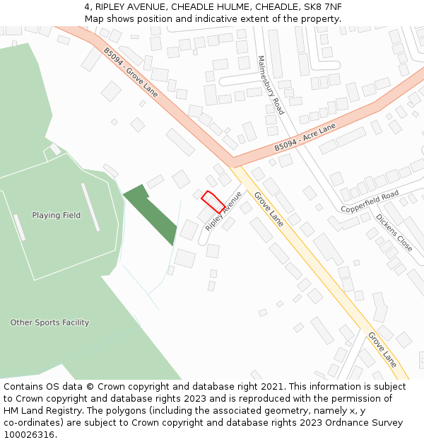 4, RIPLEY AVENUE, CHEADLE HULME, CHEADLE, SK8 7NF: Location map and indicative extent of plot