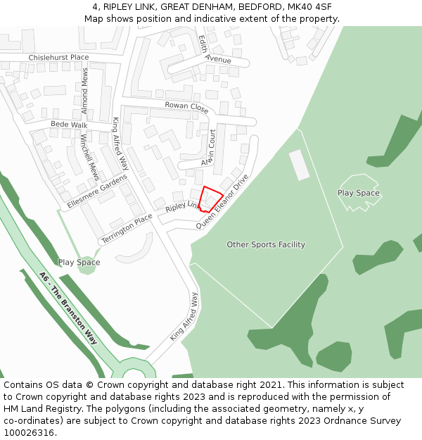 4, RIPLEY LINK, GREAT DENHAM, BEDFORD, MK40 4SF: Location map and indicative extent of plot