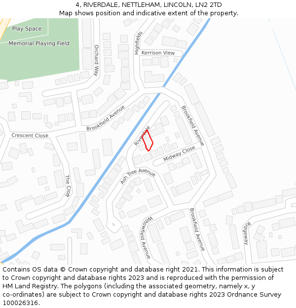 4, RIVERDALE, NETTLEHAM, LINCOLN, LN2 2TD: Location map and indicative extent of plot