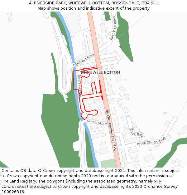 4, RIVERSIDE PARK, WHITEWELL BOTTOM, ROSSENDALE, BB4 9LU: Location map and indicative extent of plot